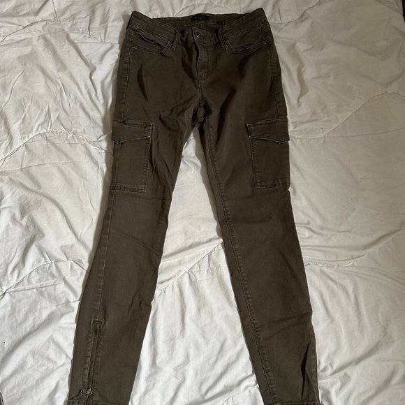 R JEANS - Green High Rise Skinny Jeans - Cargo Pants - Size 28 (8 US) - Picture 3 of 8